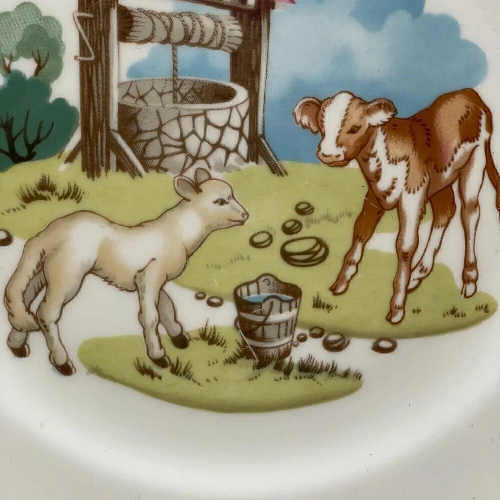 Vintage Rare Princess House Spode Hammersley Child's Farm Animal Dish Set 3 PCS